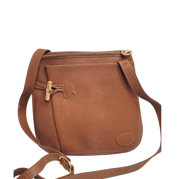 Longchamp Vintage Roseau Brown Leather Shoulder Bag Handbag Zip Closure Toggle - Picture 1 of 6